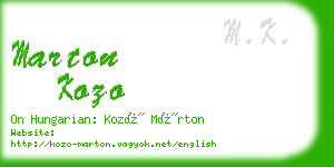 marton kozo business card